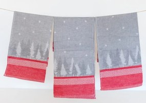 Polášek Utierka Egypt so zimným motívom – 3 ks - č. 110 | Červená / šedá