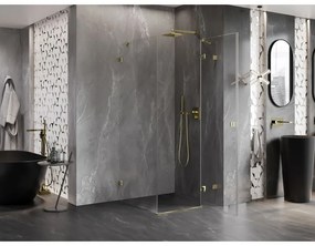 Mexen Lunar, 1-krídlový sprchový kút, pravý, 80 x 80 cm, 8mm číre sklo, zlatý profil, 834-080-080-50-00-P