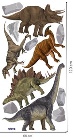PIPPER. Textilná nálepka na stenu "Dinosaury"
