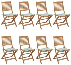 Skladacie záhradné stoličky 8 ks so sedákmi akáciový masív 3075033
