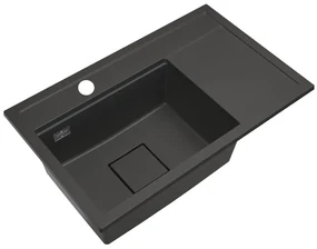 Gamma Quadro 8151, 1-komorový granitový drez 800x500x220 mm, čierna, GMA-ZLE000184