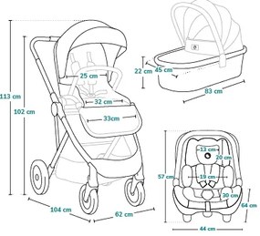 Lionelo - Kombinovaný kočík 3v1 AMBER Čierny Onyx