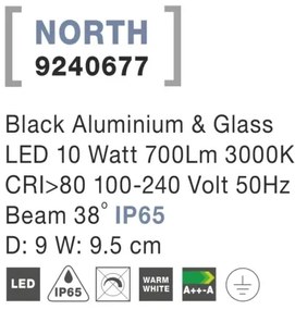 Vonkajšie LED lampa North 9 čierne
