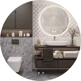 Rea Rea, LED okrúhle zrkadlo 60cm, zadné podsvietenie, HZJ060, HOM-02826