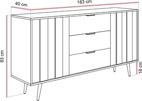 KOMODA ELVIRA 2D3S DUB DUNIN LED 153 cm