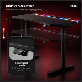 Elektrický herný stôl RGB s držiakmi, čierny, 160 cm: Diablo X-Forge 1600