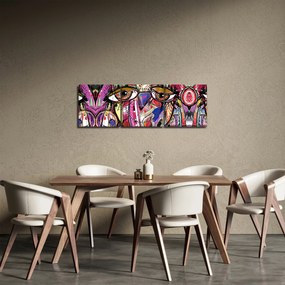 Obraz - Street art - sova (s hodinami) (90x30 cm)