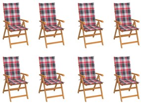 Sklápacie záhradné stoličky s podložkami 8 ks tíkový masív 3072554