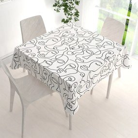 Biante Bavlnený štvorcový obrus Sandra SA-570 Abstraktné tváre na bielom 130x130 cm