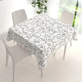 Biante Bavlnený štvorcový obrus Sandra SA-570 Abstraktné tváre na bielom 90x90 cm