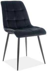 Stolička POSH čierna (látka Bluvel 19) - moderná, čalúnená, zamatová, do obývačky, jedálne