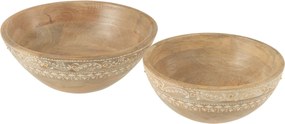 Súprava 2 misiek Beads z mangového dreva s korálkami – Ø 25*10/ Ø 20*8 cm