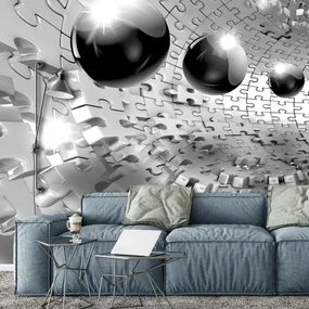 Fototapeta - 3D guľa v šedej farbe (152,5x104 cm)