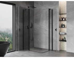 Mexen, Mexen Mist Duo výklopný sprchový kút 90 x 75 cm, priehľadný, čierny - 8A4-090-075-70-00