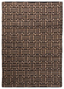 Čierny/v prírodnej farbe ručne tkaný koberec s prímesou juty 160x230 cm Meander Jute – Flair Rugs