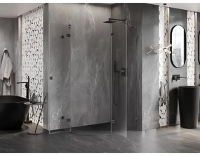 Mexen Lunar, pravý polkruhový sprchový kút 100 x 80 cm, 8mm číre sklo, grafitový profil, 833-100P-080L-95-00