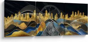 Obraz - Zlaté hory (s hodinami) (90x30 cm)