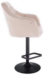 LuxuryForm DESIGN Barová stolička ANDORA VELUR na čiernom tanieri - krémová