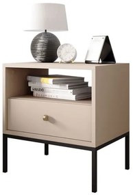 Nočný stolík MONO 56x54 cm béžová/čierna