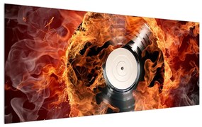Obrat gramofónovej platne v ohni (120x50 cm)