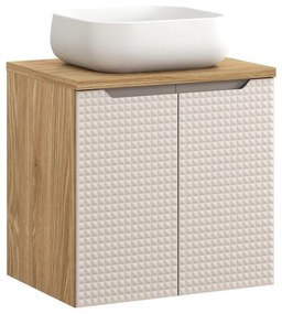 Závěsná skříňka Luxor Beige Nika II s deskou a umyvadlem béžová/dub olejovaný