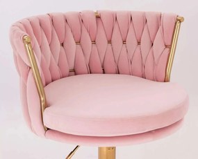 LuxuryForm DESIGN Barová stolička LYON VELUR na zlatom tanieri - ružová