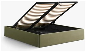 Zelená čalúnená dvojlôžková posteľ s úložným priestorom/bez čela s roštom 180x200 cm Susan – Micadoni