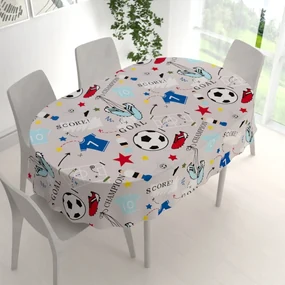 Biante Detský bavlnený oválny obrus Sandra SA-646 Futbal to je hra - na sivom 60x100 cm