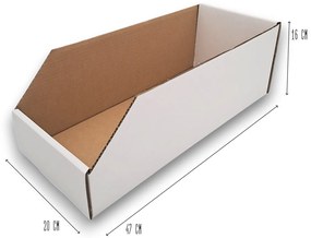 Úložné boxy na oblečenie, organizéry do skrine BIELY KARTÓN 20x47 cm