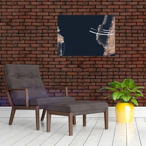 Sklenený obraz - Tmavomodrá abstrakcia (70x50 cm)