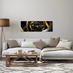 Obraz modernej abstrakcie (s hodinami) (90x30 cm)