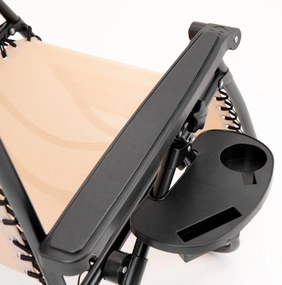 Záhradné ležadlo s držiakom na nápoje, béžové