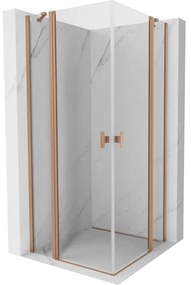Mexen, Mexen Mist Duo výklopný sprchový kút 115 x 115 cm, transparentný, brúsená meď - 8A4-115-115-65-00