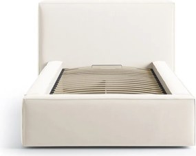 Krémovobiela čalúnená jednolôžková posteľ s úložným priestorom s roštom 90x200 cm Jodie – Micadoni