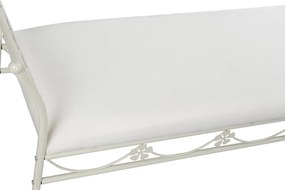 Lavička so sedákom "Romantic", kovová, biela,  114x36x66 cm