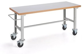 Dielenský stôl s kolieskami SOLID, 2000x800 mm, HPL
