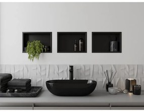 Mexen X-Wall-R, polička na zapustenie na obklad s golierom 30 x 20 cm, čierna matná, 1970302010