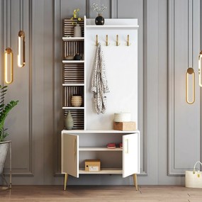 Vešiak s botníkom a policami Viyana White and Gold