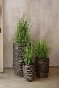 Izbový kvetináč MACETA, ratan, 33x42 cm, natur/čierna