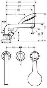 Hansgrohe Talis S - 3-otvorová páková batéria na okraj vane so sadou Secuflex, chróm 72416000