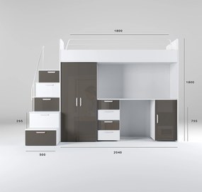 Detská posteľ Ruby IV S (Biela + Sivá) (s roštami). Akcia -20%. Vlastná spoľahlivá doprava až k Vám domov. 611109