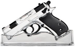 Čierna krištáľová pištoľ na podstavci v darčekovej drevenej kazete, Royal Crystal