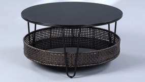 Okrúhly konferenčný stolík Sofia, čierny/ratan