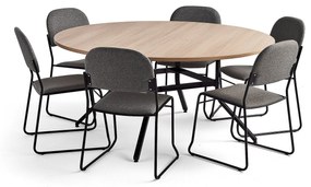 Zostava nábytku: Stôl Various + 6 stoličiek Dawson, antracit