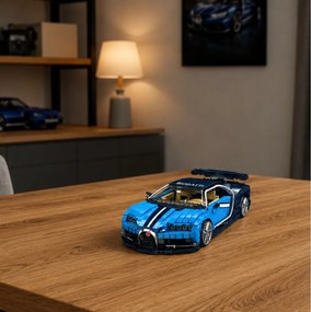LEAN Toys Stavebnicové kocky – športové auto Bugatti, modré, 1212 dielov
