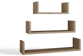 Súprava dubových nástenných políc MOBI hnedá