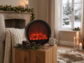 LED dekorácia okrúhly krb COZY WARM 35x34,5 cm, čierny