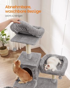 Mačací strom, úzka veža pre mačky, výška 199 cm, sivá farba