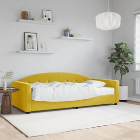 Denná posteľ s matracom žltá 90x200 cm zamat 3197282
