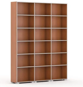 Knižnica SILVER LINE, 3 stĺpce, 2230 x 1800 x 400 mm, čerešňa